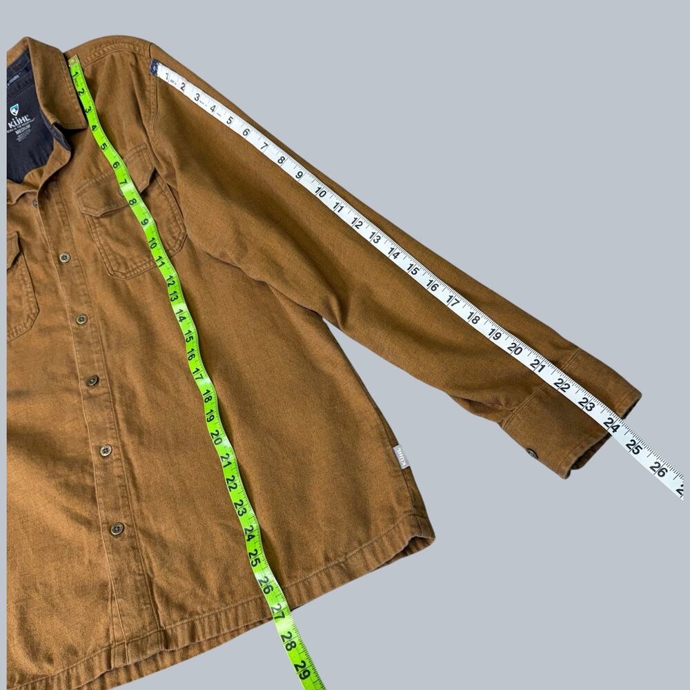 Kuhl Mens M Slim Fit Flannel Long Sleeve Button Up Utility Shirt Brown Pockets - Picture 7 of 8